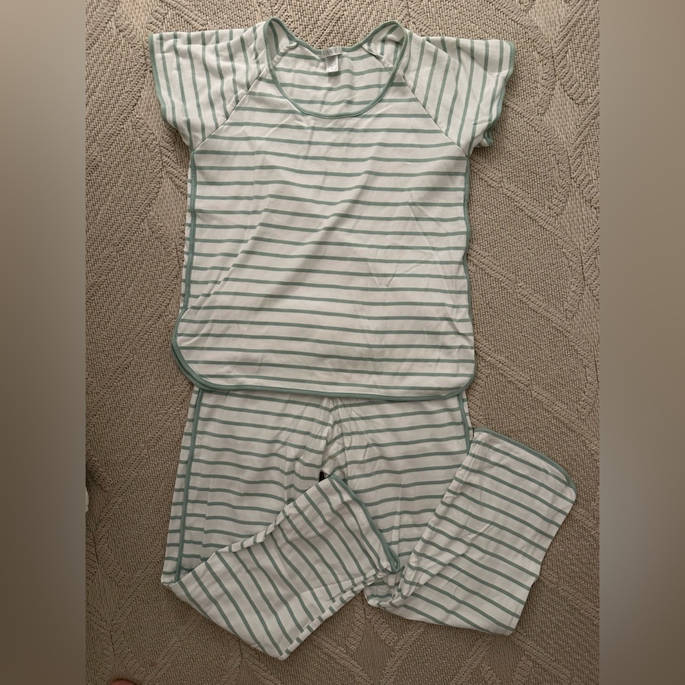 NWOT LAKE Pajamas - Short/Long Set in Green Stripe